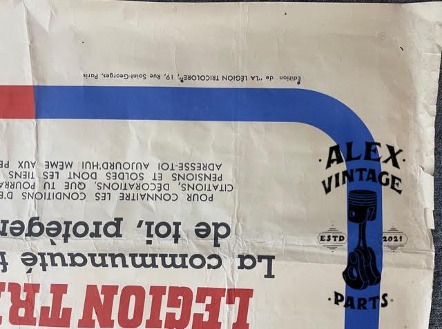 AFFICHE ¨Français ! Engage toi dans la légion tricolore ! 1942¨