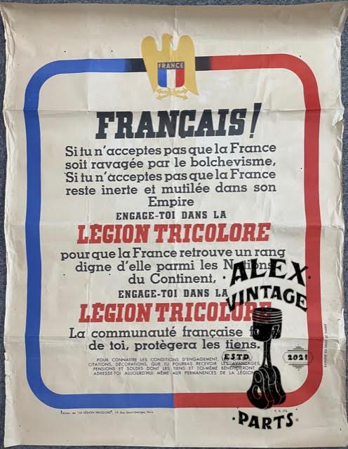 AFFICHE ¨Français ! Engage toi dans la légion tricolore ! 1942¨