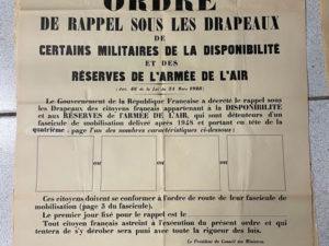 AFFICHE ¨Ordre de rappel sous les drapeaux – 1948¨