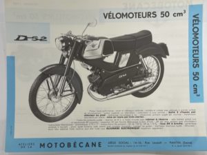 Affichette Motobécane D52 bleu