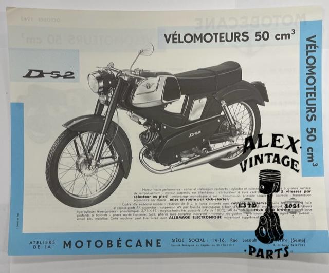 Affichette Motobécane D52 bleu