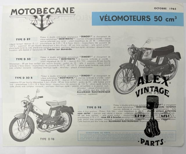 Affichette Motobécane D52 bleu